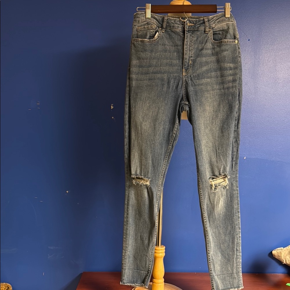 Distressed Blue Jeans
